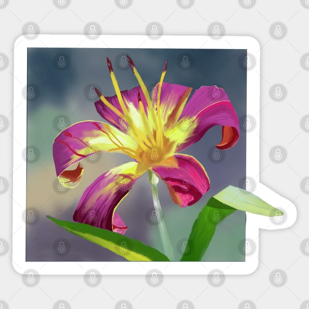 Purple Yellow Lily Sticker by designs-by-ann